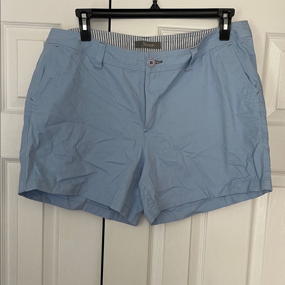 Natural Reflections Sky Blue Flat Front Shorts